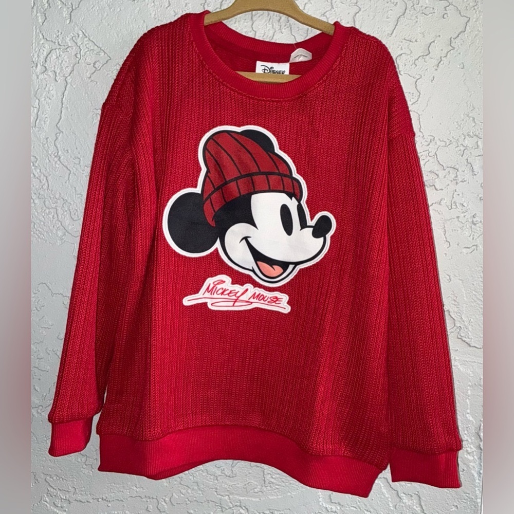 Disney Red Mickey Mouse Knit Pullover (NWT).